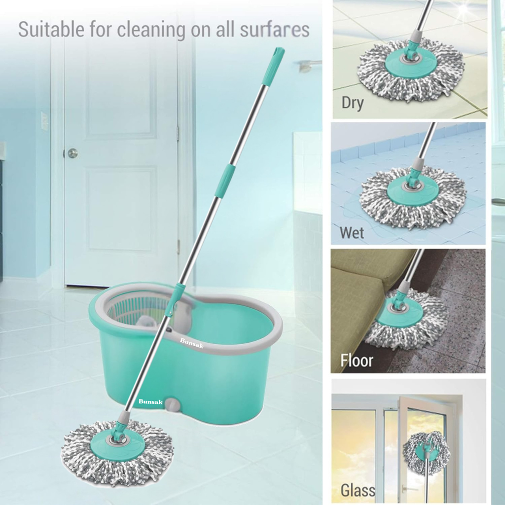 Bunsak 2 in 1 Spin Mop with Refill (Microfiber)